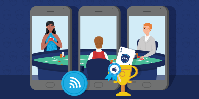 Image of a poker table on three smartphone screens